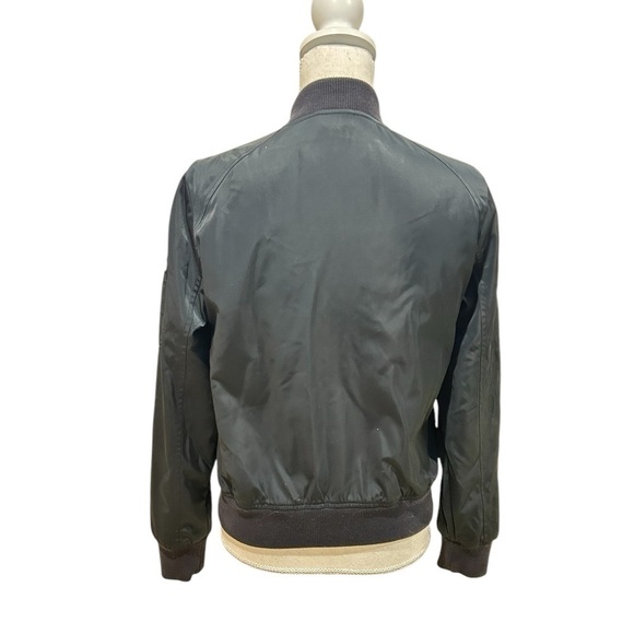 Abercrombie & Fitch black zip up bomber jacket cream teddy lining zip pocket xs - Picture 5 of 8